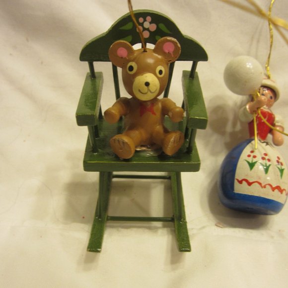 VTG 60'S SET OF 3 WOODEN ORNAMENTS, VERY CUTE - Picture 4 of 8